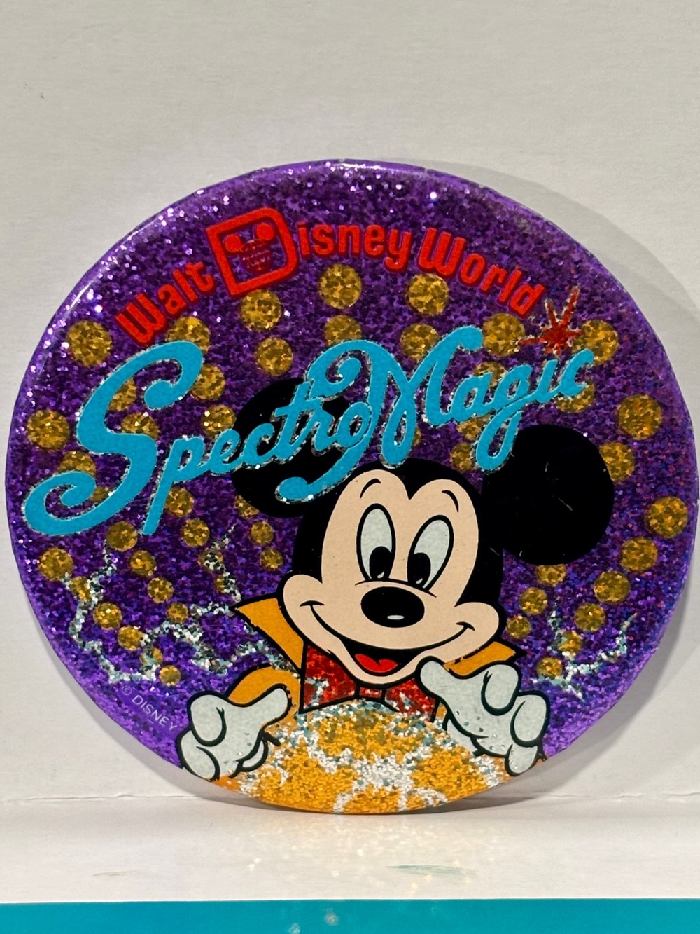 Vintage Disney World Spectro Magic Mickey Mouse 3 Inch Pin Button